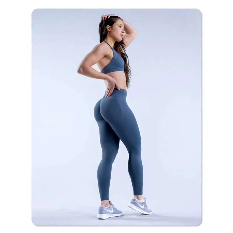 DFEuropean and American Cross-Border Seamless Yoga Set for Women, Halter Neck, Beautiful Back, Sports Bra, High Waist, Hip-Lifti - ATFH