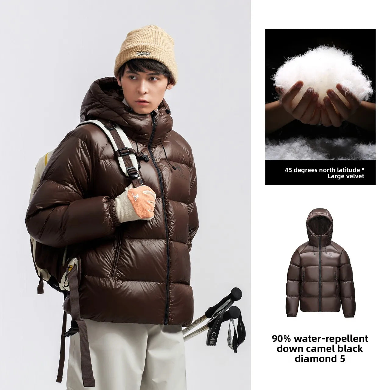 GOLDEN CAMEL Black Diamond 5PRO Down Jackets Women Men Thickened Windproof Coats Water-Repellent Fleece Hooded Puffer Jacket