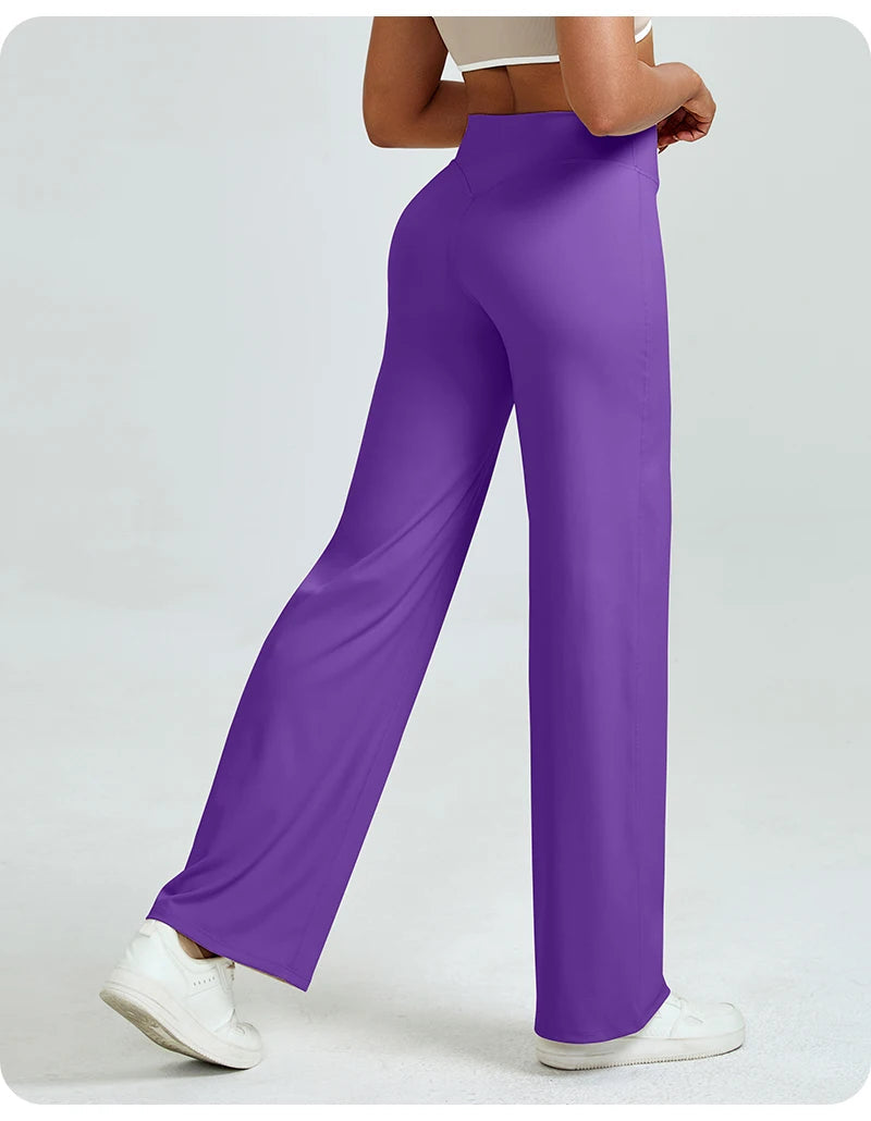High Waisted Straight Leg Yoga Pants for Women, Naked Feeling Butt Lifting Loose Fit Workout Trousers, Slimming Gym Pants ATFH