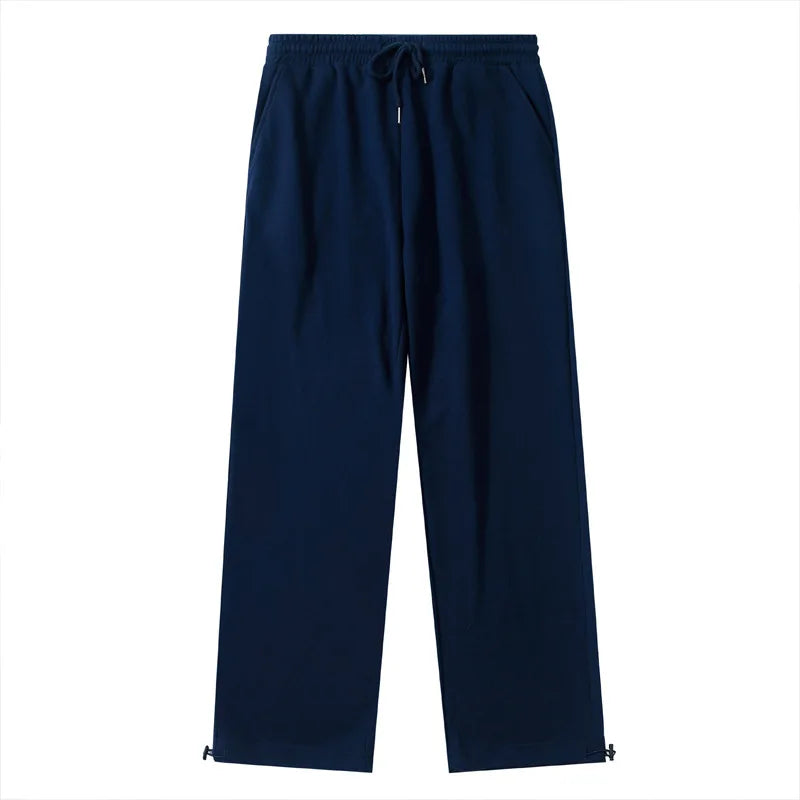 Korean version New Fashion Men’s Solid Color Casual Trendy Simple Basic Loose Drawstring Sports Trousers Male Clothes Pants