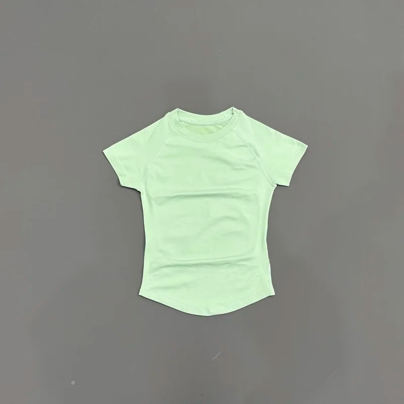 HISTELLO Sports Short Sleeve Top  Women Seamless Sculpting Yoga Bodysuit Running T-Shirt Workout Shirts Pilates Training Clothes - ATFH