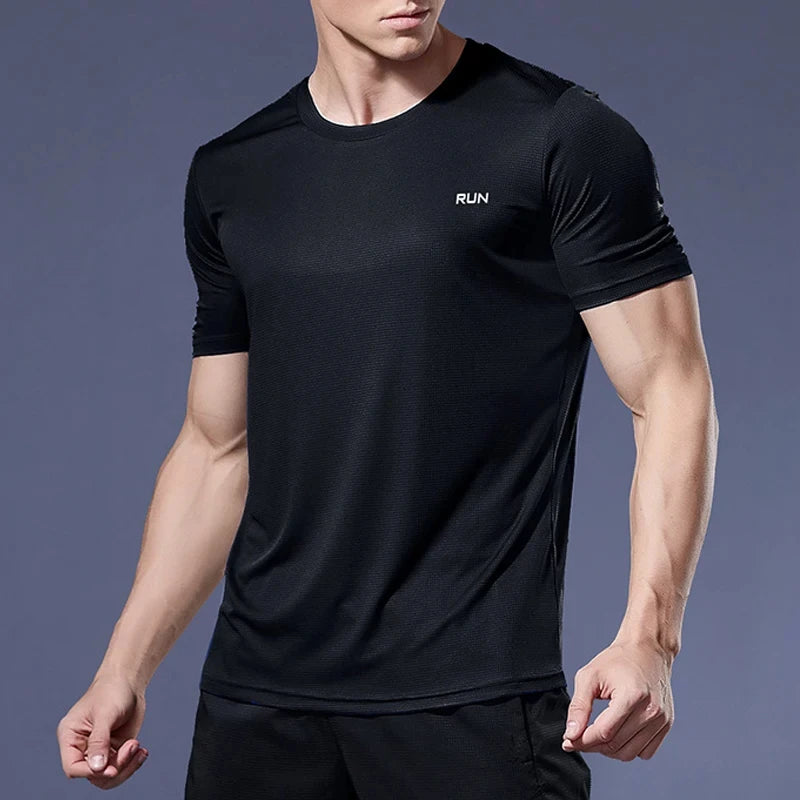 Men's Quick Dry Short Sleeve Gym Running Moisture Wicking Round Neck T-Shirt Training Exercise Gym Sport Shirt Tops Lightweight
