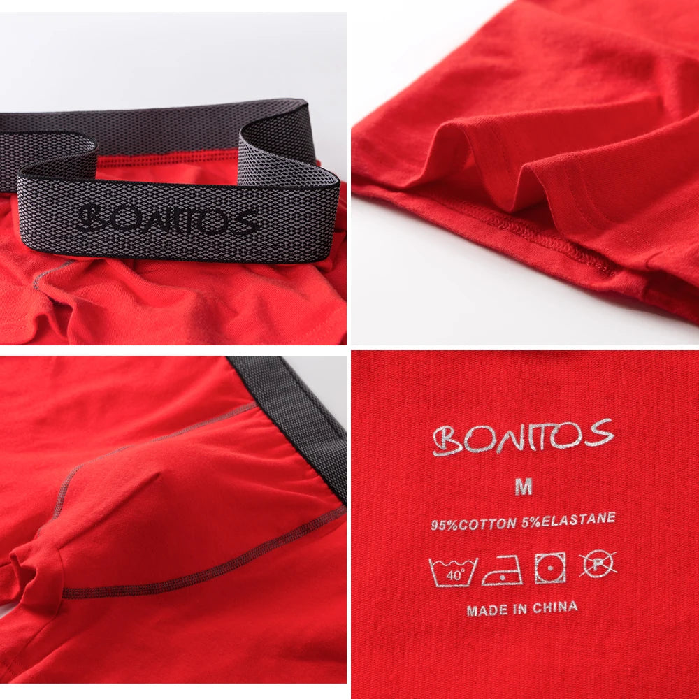 4pcs/pack Boxer Briefs Men's Panties Letter Man Underwear Solid Color Cotton Men Underpants Sexy Undrewear Shorts BONITOS Brand