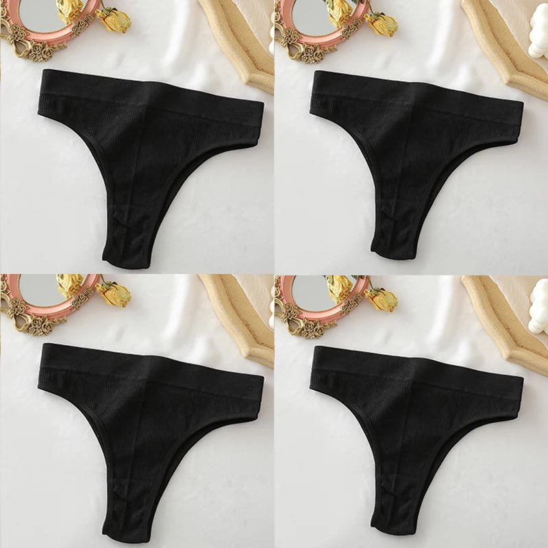 FINETOO 4PCS/Set Seamless Women Pantys High Waist Briefs Solid Color Brazilian Panties Girls Sexy Underpants For Women Lingerie