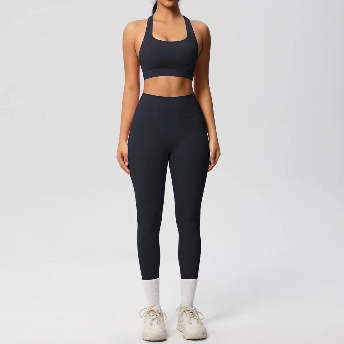 Women 2pcs Patchwork Sport Yoga Suit Training Sleeveless Sport Gym Tops  Tummy Control Slimming Booty Leggings Yoga Suit Sports - ATFH