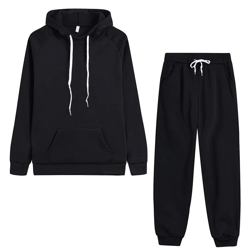 New Women's 2 Pcs Suits Casual Hooded Sweatshirts Outfits Outdoors Sports Jogging Clothing Autumn Winter Street Woman Pants Sets