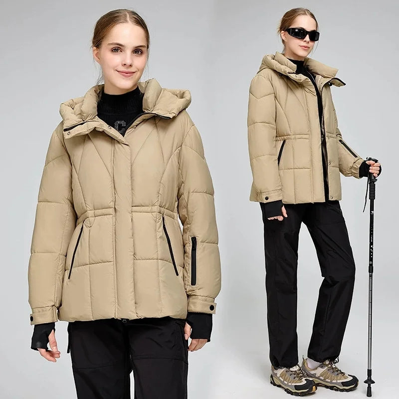 2025 Outdoor Sports Women's Winter Cotton-padded Jacket Hooded Parkas Windproof Coats Thicken Warm Slim Outerwear Casual Coats ATFH