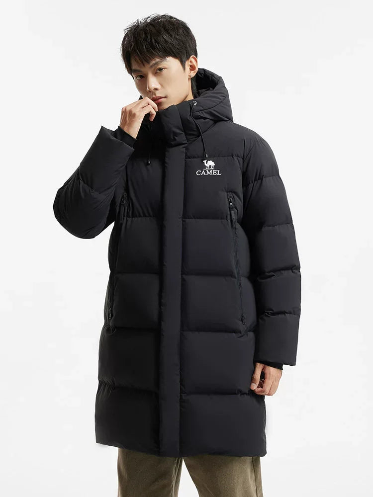 Golden Camel Winter Men Down Jackets Mid-Length Thicken Warm 650FP Duck Down Hooded Ladies Outdoor Camping Coat Hiking Jackets