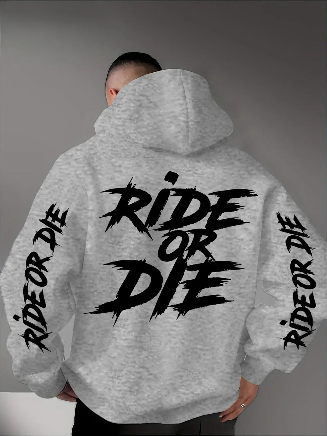 Men's Ride Or Die Hoodie Biker Motorcycle Graphic Back Sleeve Print Oversized Pullover Sweatshirt Streetwear Autumn Winter