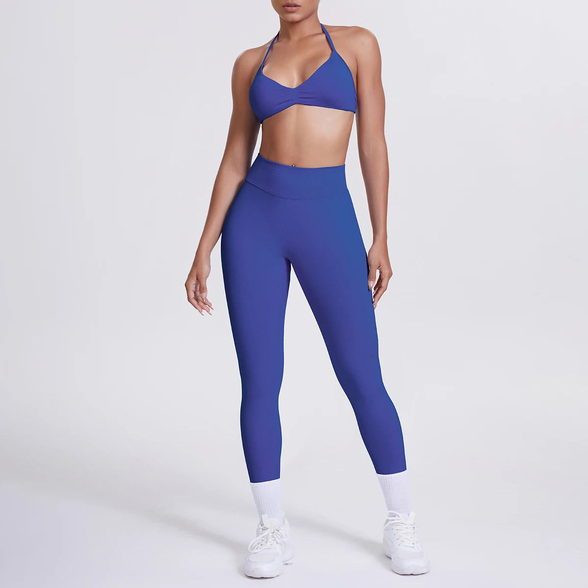 Women 2pcs Patchwork Sport Yoga Suit Training Sleeveless Sport Gym Tops Tummy Control Slimming Booty Leggings Yoga Suit Sports - ATFH