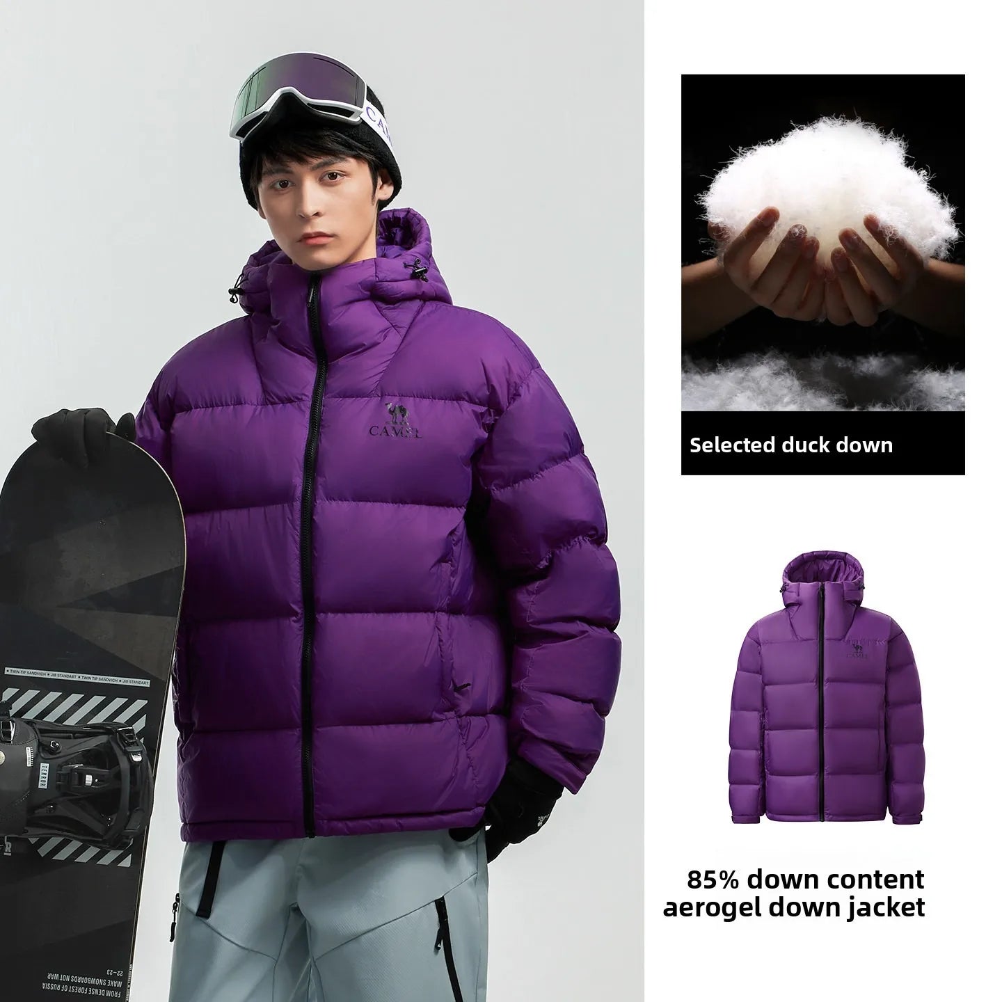 Golden Camel Winter Men Down Hooded Jacket Outdoor Ultra Light 85% White Duck Down Jacket Windproof Waterproof Camping Down Coat