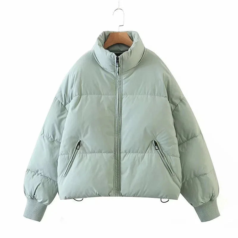 2025 New Women High Neck Short Down Cotton Padded Jacket Loose Slim Warm Puffer Coat Multi Color Options Fashion Versatile ATFH