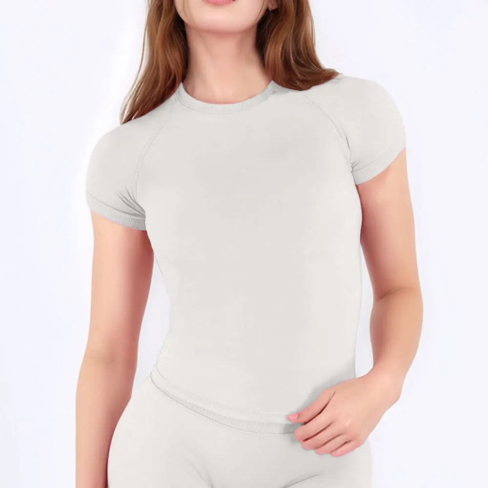Impact Short Sleeve Top sport T-shirt women fitness Seamless Gym clothes Workout Activewear Yoga Running Tee Slim versatile top - ATFH
