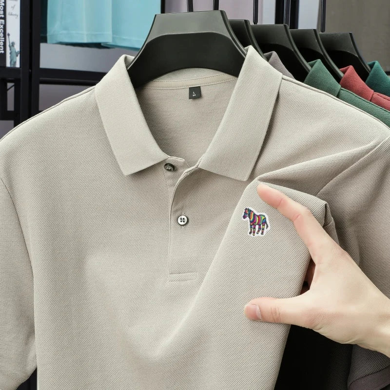 High end Men's Summer New Short Sleeve Breathable Polo Shirt Custom T-shirt Half Sleeved Exquisite Brand Pony Embroidery Top