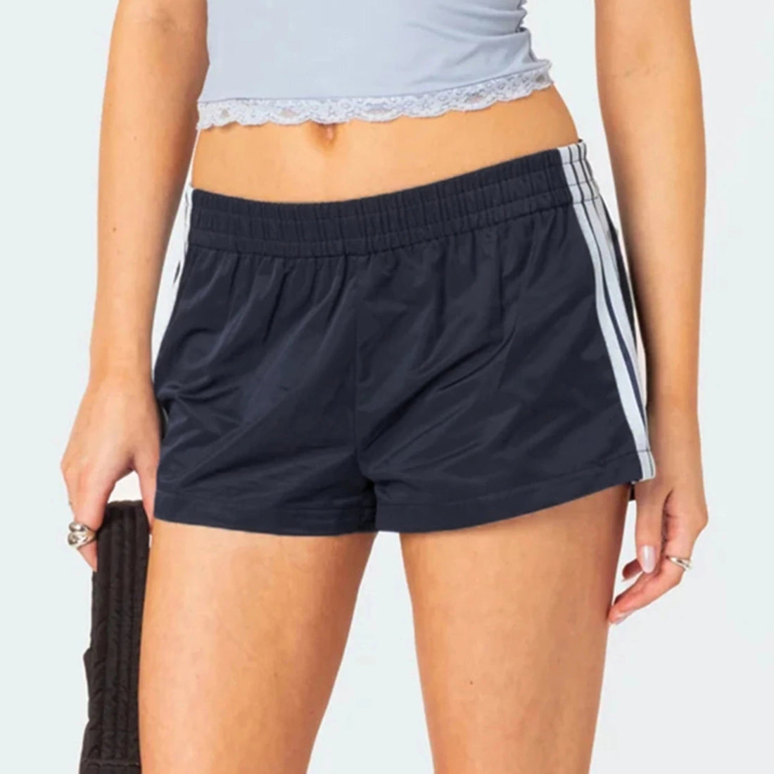 Sports Shorts Women Summer Casual Shorts Fashion Stripe Print Elastic Waist Mini Shorts Loose Workout Short Pants Beach Shorts Tahsi Fashion House