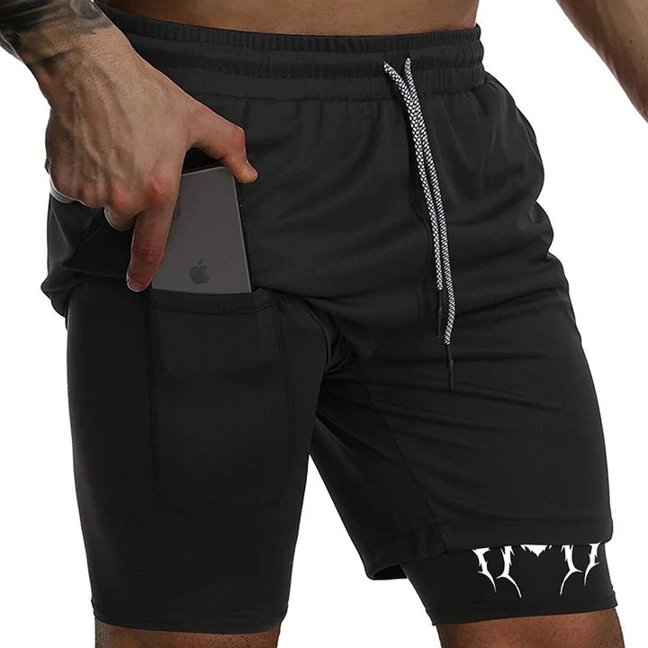 Spider Print 2 in 1 Performance Shorts for Men Gym Workout Running Shorts with Phone Pocket Towel Loop Sport Athletic Activewear