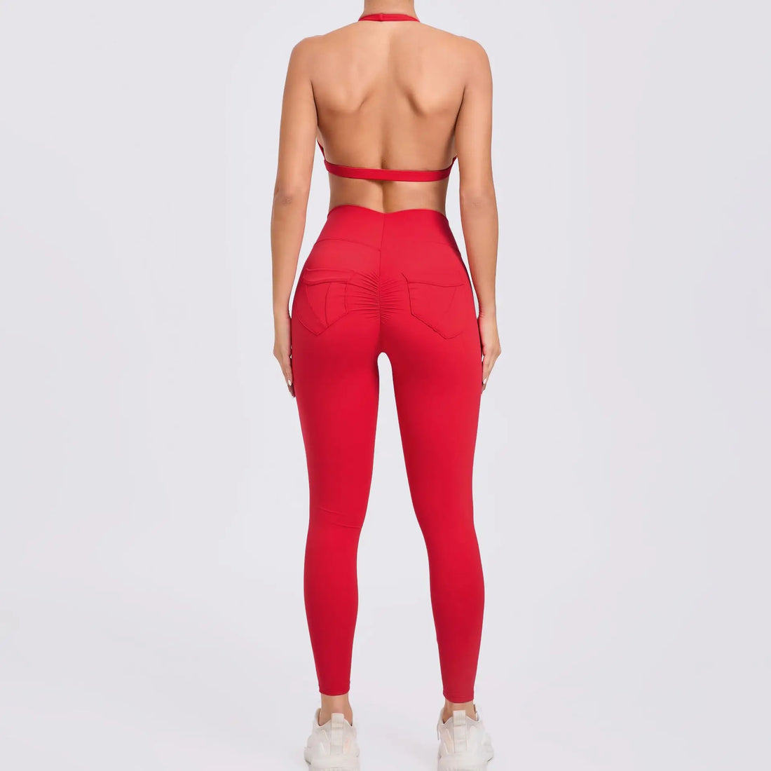 Workout Set for Women Quick Dry Yoga Outfit Seamless Sports Bra High Waist Gym Leggings with Pockets Running Fitness - ATFH