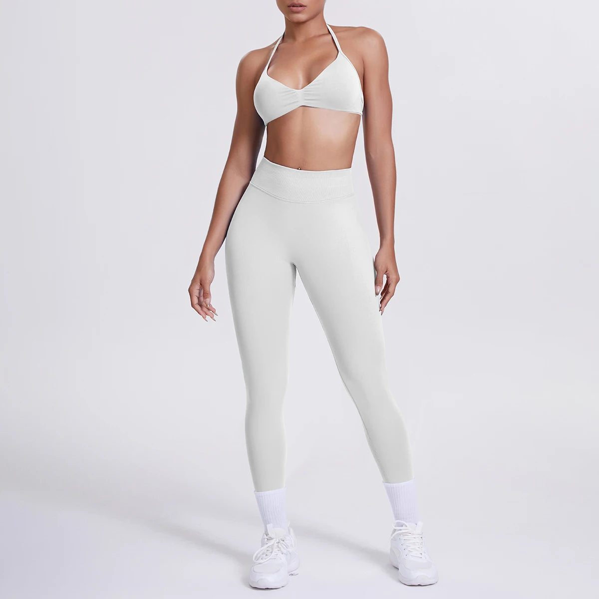 Women 2pcs Patchwork Sport Yoga Suit Training Sleeveless Sport Gym Tops Tummy Control Slimming Booty Leggings Yoga Suit Sports - ATFH