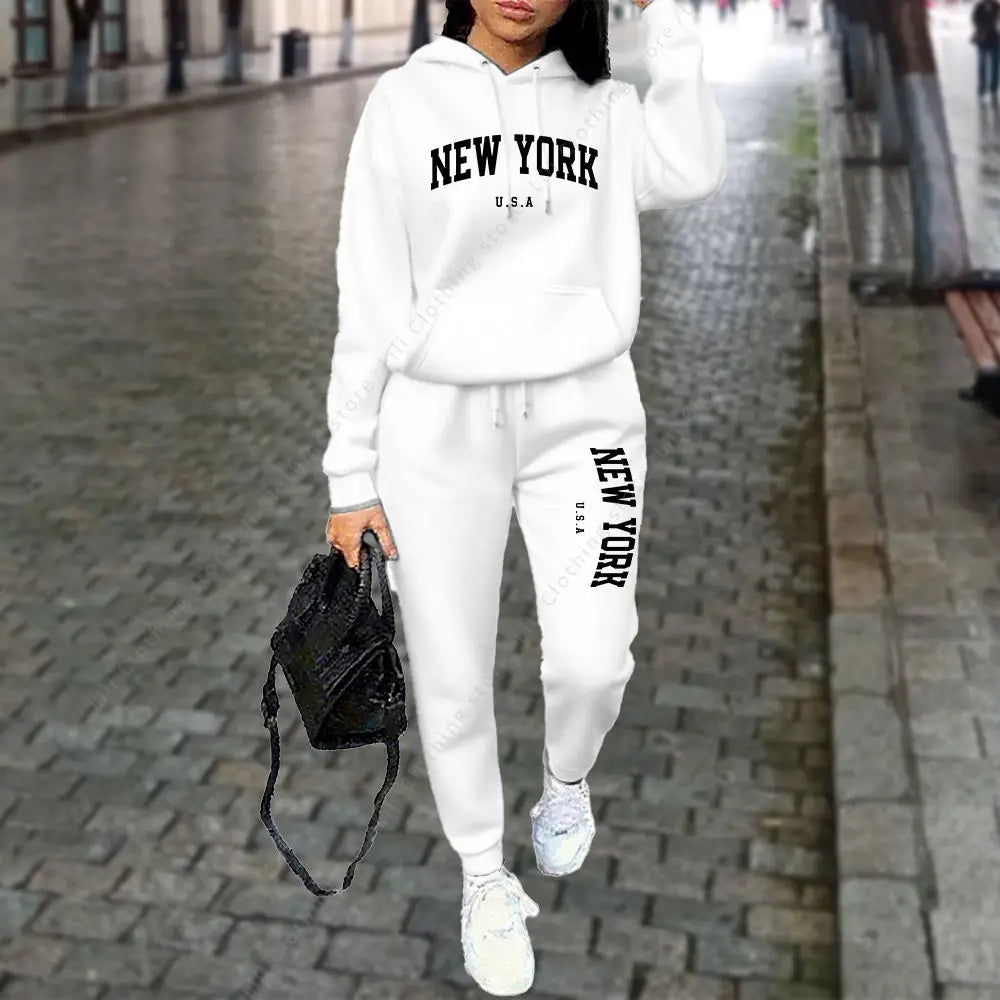 Women's Tracksuit Autumn Winter Hoodies Trousers 2PCS Suit Sports Jogging Street High quality Clothes Women Pants Sets