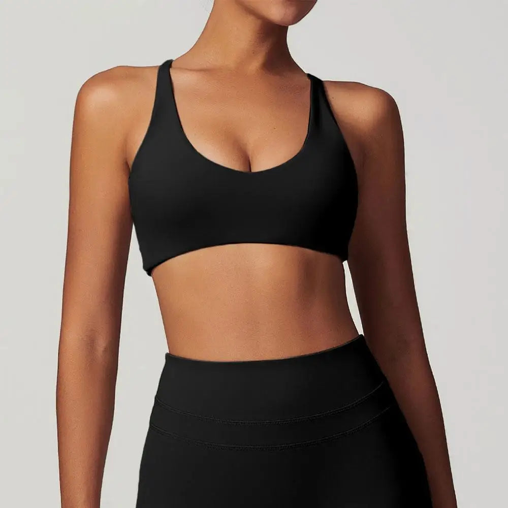 Women Sports Bra Women Fitness Bra Halter Sports Underwear Naked Feel Sexy Yoga Gym Push Up Workout Bra Padded Bralette Bathsuit - ATFH