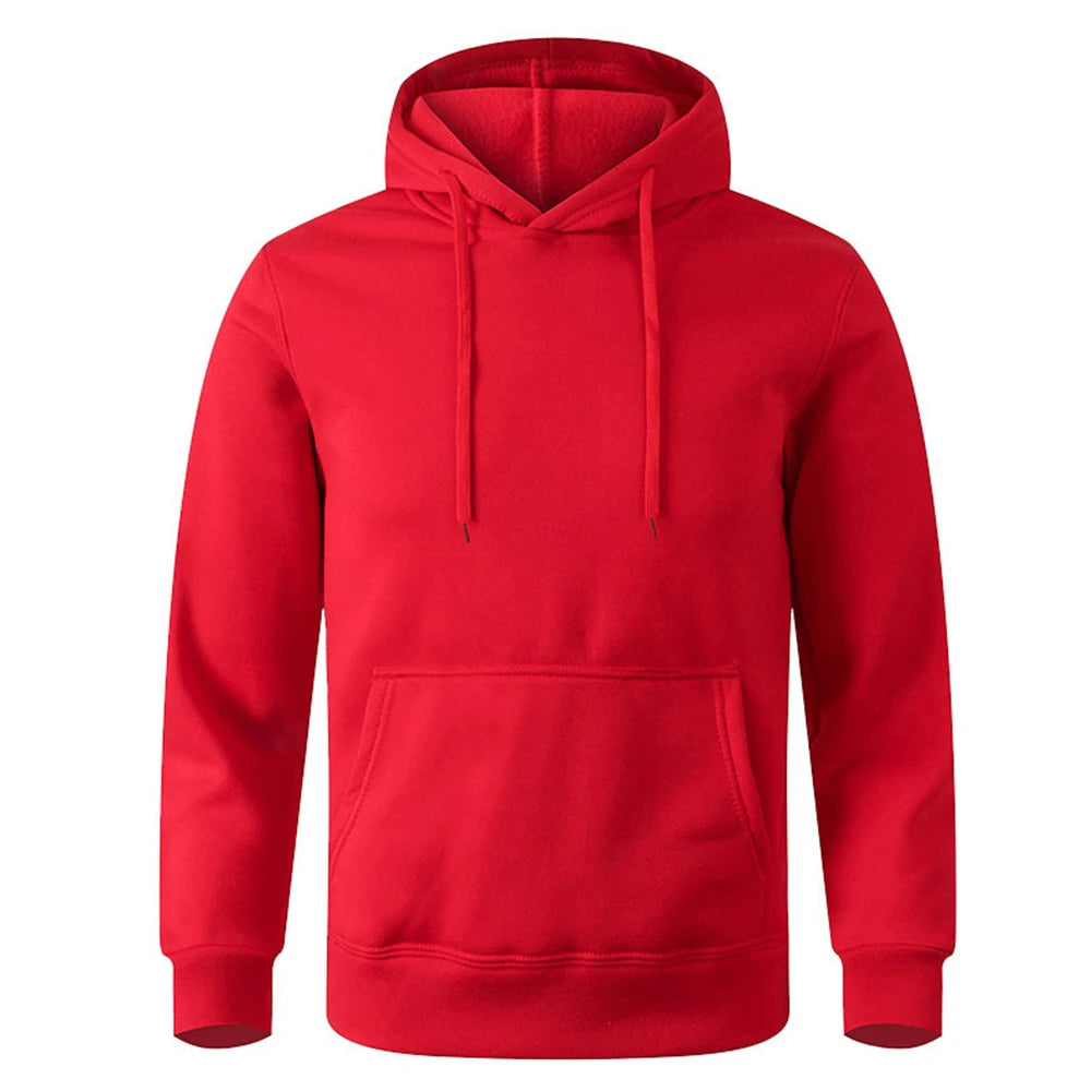Men's and Women's Warm Sweatshirt Casual Solid Color Streetwear Pullovers Sport Fitness Pocket Hoodies Multi Color - ATFH