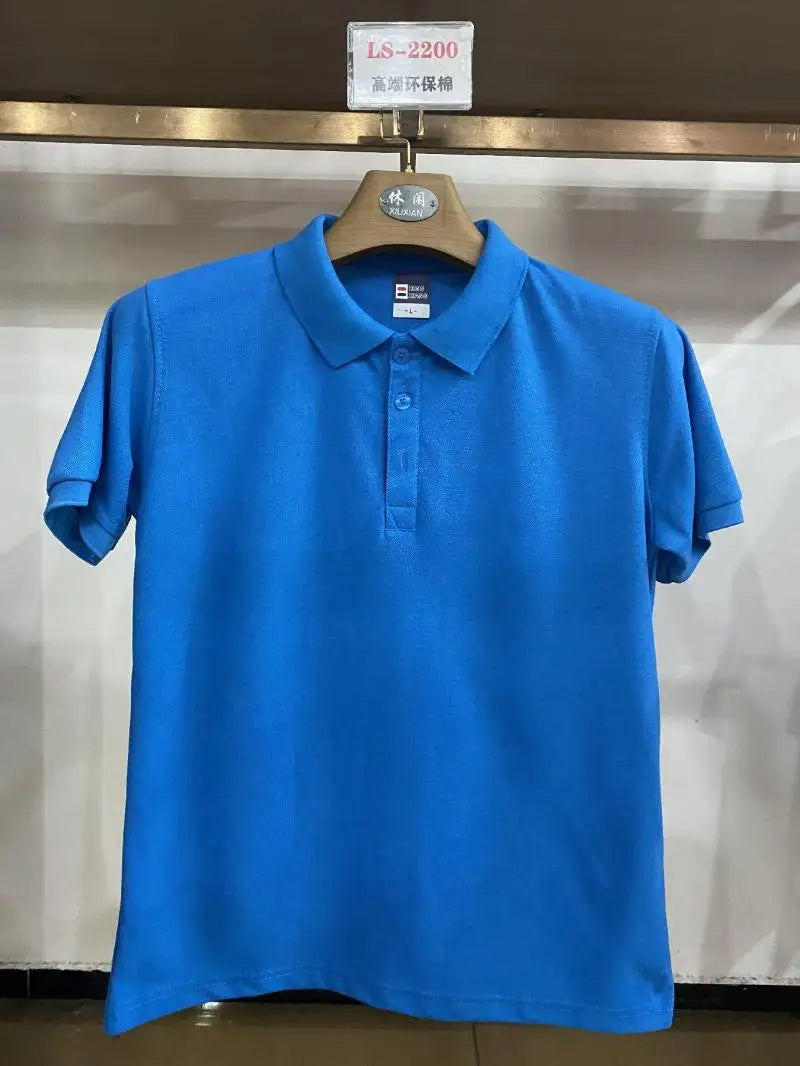 Custom Logo Embroidery Printing Mens Shirts Cotton Short-Sleeved Polo Shirts Summer Lapel T-shirt Business Men Women Tops Shirt