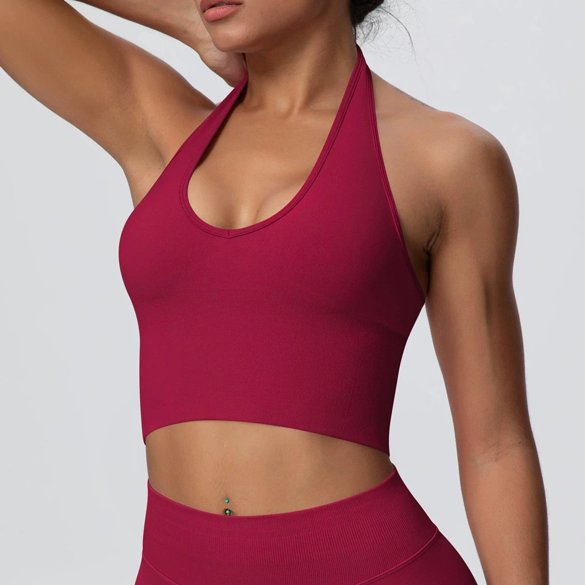 Seamless Sports Bra Gym Top Women Fitness Halter Yoga Bras Gym Crop Top Shockproof Breathable Running Workout Sports Underwear - ATFH