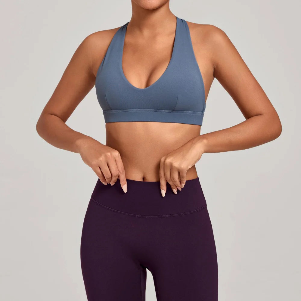 Women Halter Strap Yoga Bra Shockproof Fitness Running Bras Outdoor Sports Underwear Female Gym Workout Top Running Sports Bra - ATFH