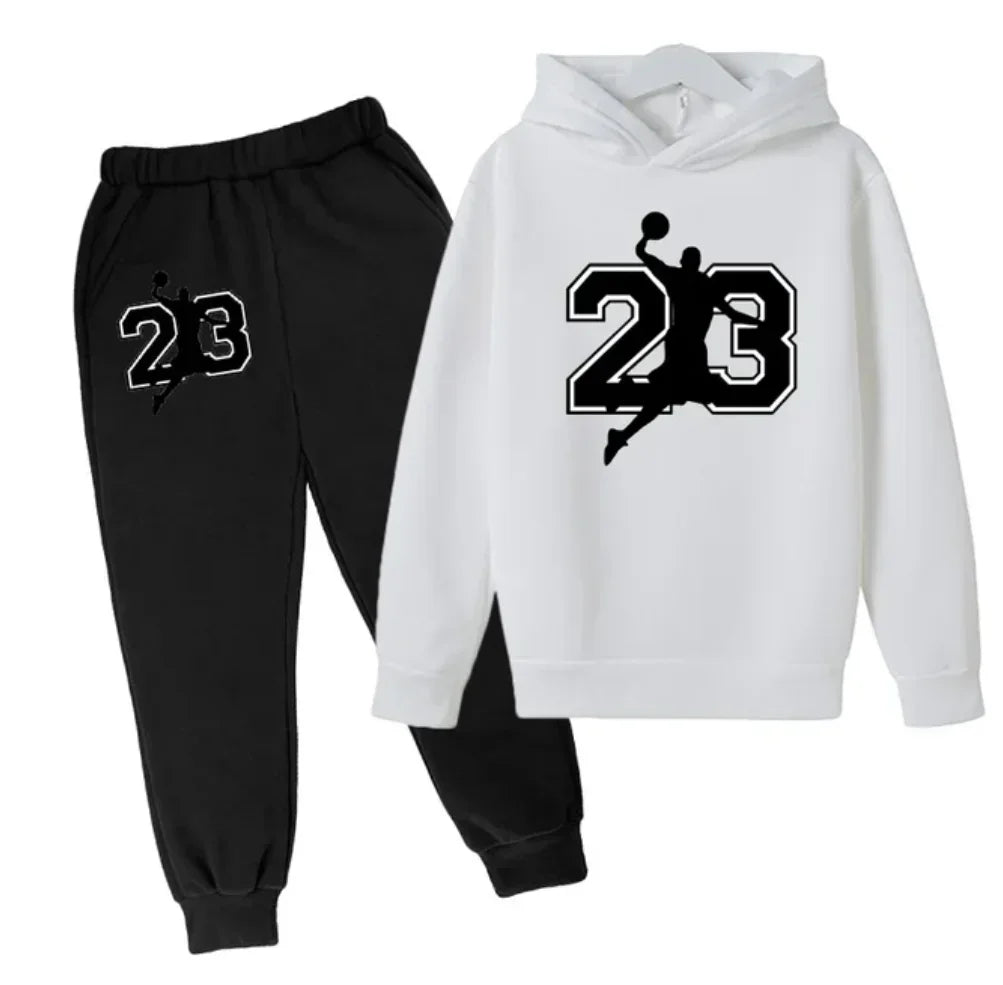Pullover Toddler SuitChildren Basketball  Clothing Hoodies+Pant Set Girls Boys 3-12 Years Kids Coat Spring Autumn Sports - ATFH