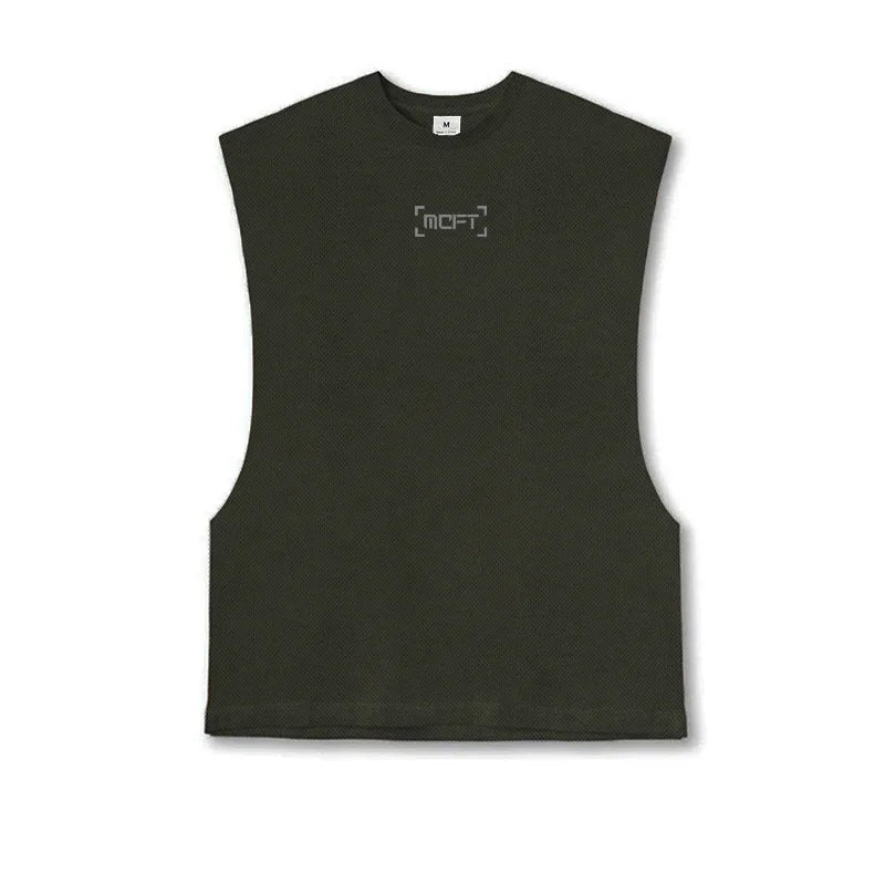 Oversized Mens Tank Top Gym Stringer Vest Fitness Clothing Mesh Quick Dry Bodybuilding Cut Off Sports Sleeveless Undershirt