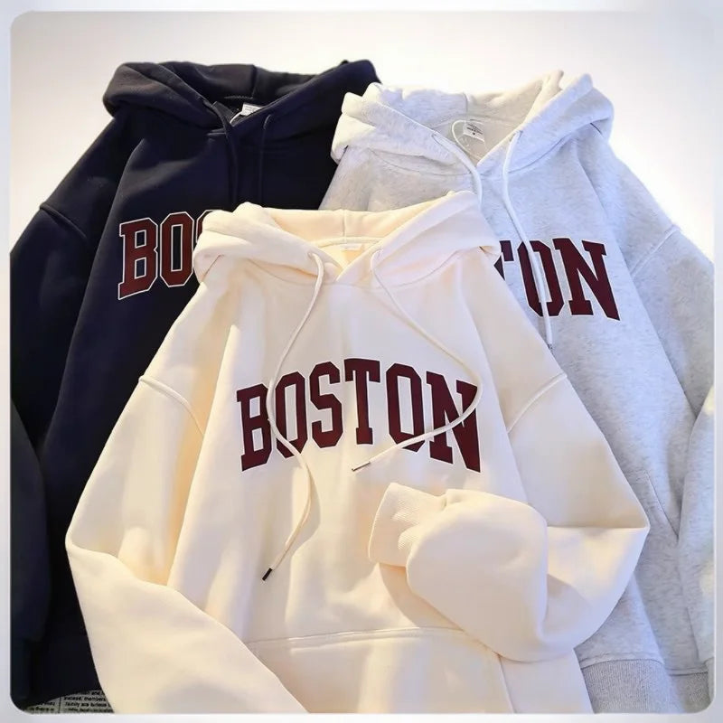 Hooded Hoodies Winter Clothes Woman Sherpa Abstract Lettering Youthwear Ribbed Hem Autunm Reducing Age Washable Apparel Abstract - ATFH