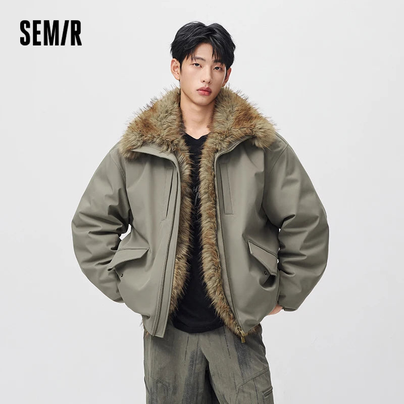 Semir Men Down Jacket Protective Fur Collar Windproof Water Repellent Winter Smart Casual Couple Fashion Outerwear 2026