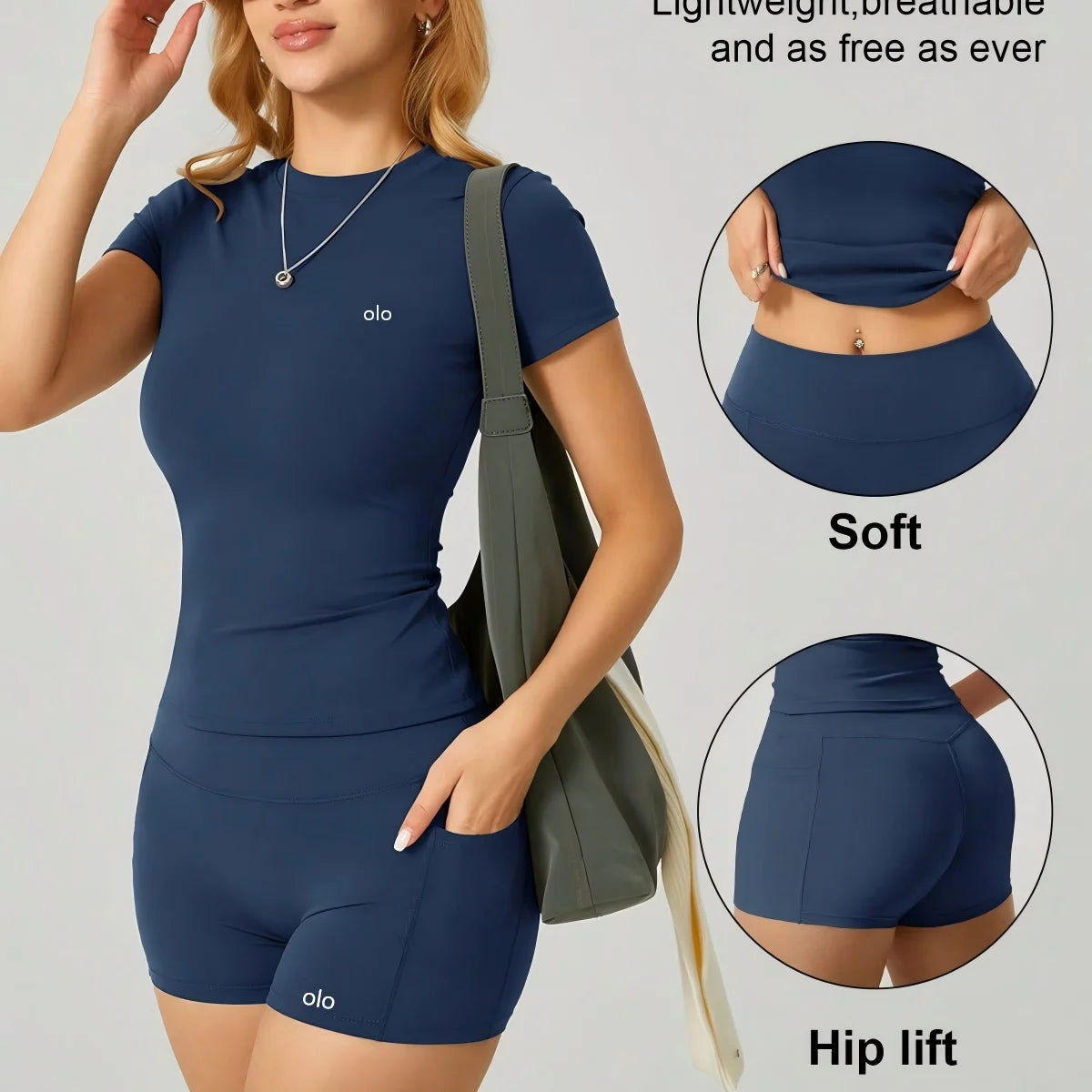 2026 New Sports and Fitness Clothing - Tight Top, Hip Lifting Shorts, Naked Yoga Clothing, Split Set - Women's Yoga Sports Set