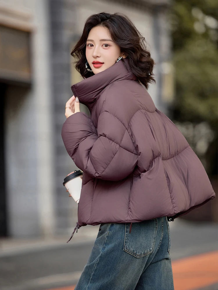 Short puffer jacket for women Winter Oversize Luxury High-neck long sleeve down jacket warm Thick 2026 New outwear INKEO DJ627 ATFH