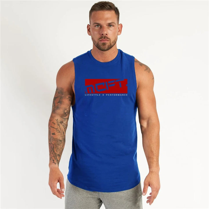 Running Vests Men Summer Cotton Gym Clothing Fitness Tank Top Muscle Bodybuilding Stringer Tank Tops Workout Sleeveless Shirt