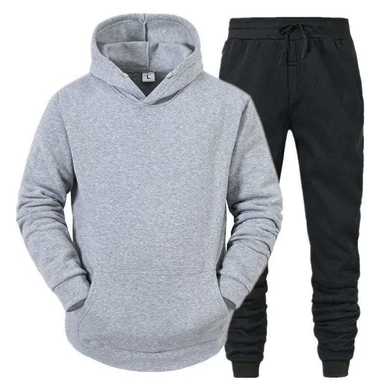 Basic Men/Women 2Pcs/Sets Sweatshirt Hoodies Pants 2024 Male Gyms Fitness Tops Joggers Sportswear Tracksuits ATFH