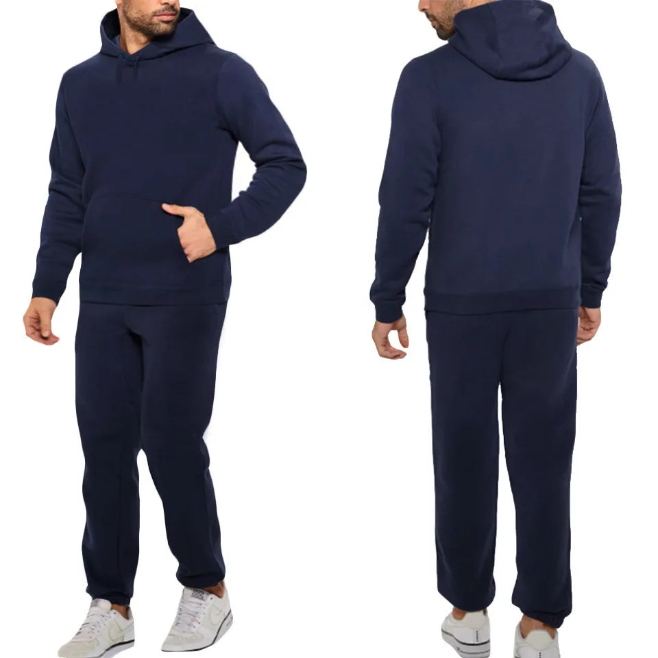 Men's Autumn /Winter New Solid Color Hoodie+pants Two-piece Set Fashionable Casual Sports Set Size S-3XL Men's Tracksuit ATFH