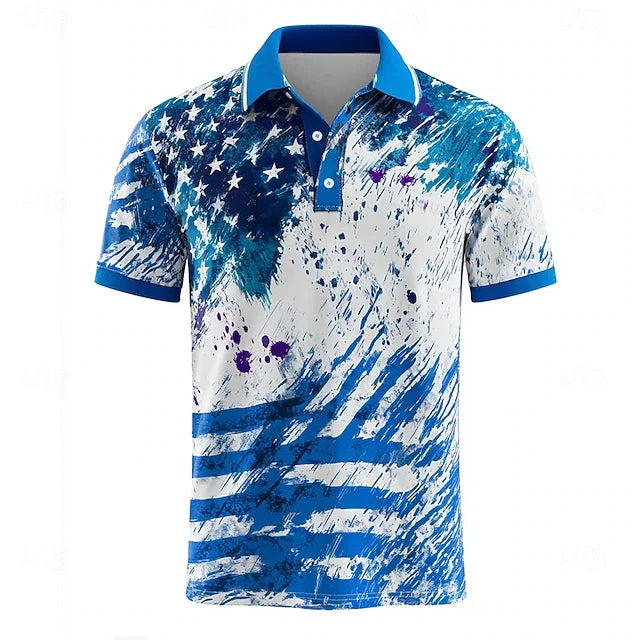 USA 250 Anniversary Men's Polo Short Sleeve Polo Shirts American US Flag Polo Shirts Casual Outfit Trendy Buttons Men Polo 2026