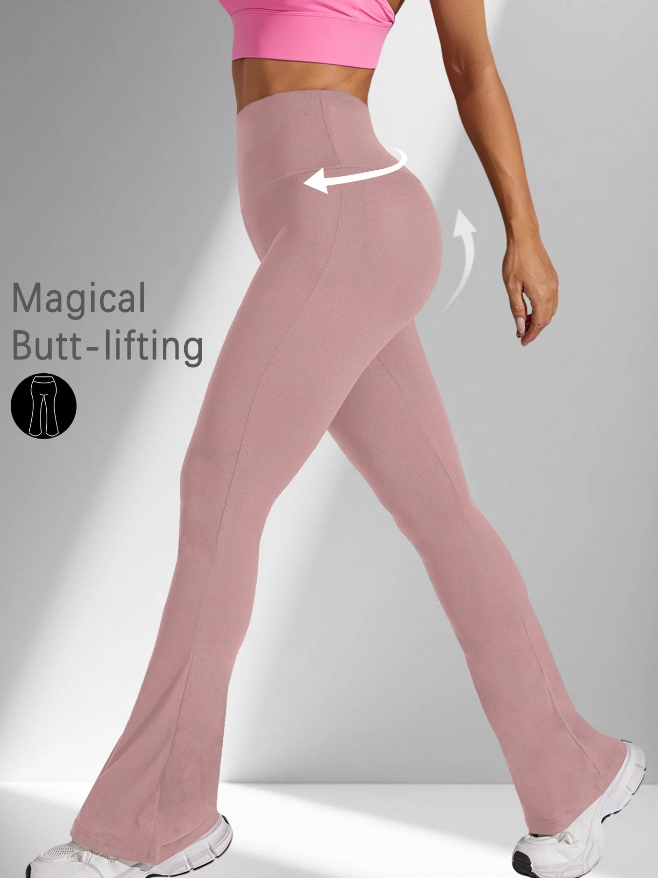 Women's Super Soft Flare Pants High Waisted Tummy Control Workout Yoga Push Up Gym Fitness Long Leggings Bell Bottoms ATFH
