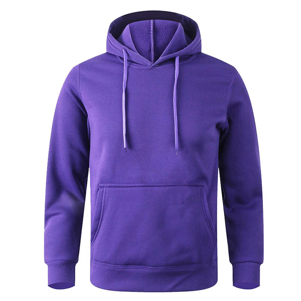 Men's and Women's Warm Sweatshirt Casual Solid Color Streetwear Pullovers Sport Fitness Pocket Hoodies Multi Color - ATFH