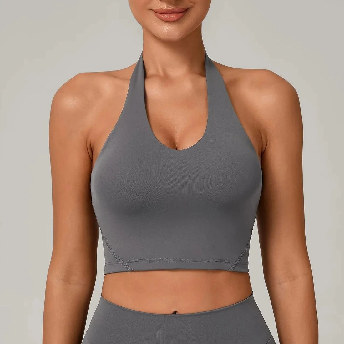 Yoga Top Padding Fitness Shirt Push Up Gym Top Woman Sports Bra Summer Sportswear Women Tracksuit Pilates Clothes Gray Blue Pink - ATFH