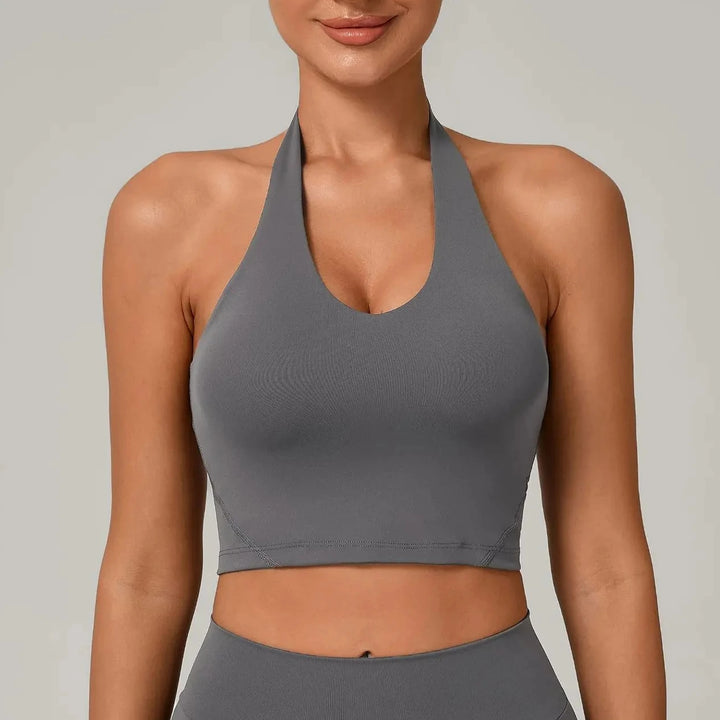 Yoga Top Padding Fitness Shirt Push Up Gym Top Woman Sports Bra Summer Sportswear Women Tracksuit Pilates Clothes Gray Blue Pink - ATFH