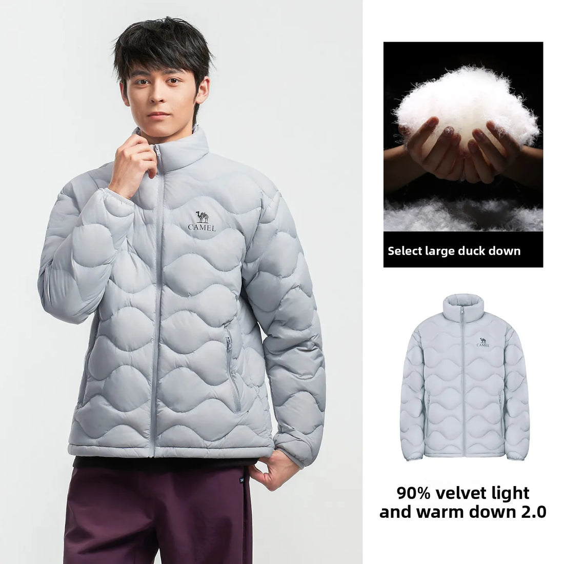 GOLDEN CAMEL Outdoor Down Jackets Men's and Women's Lightweight High-loft Warm Windproof Anti-static Jacket for Men Winter Coats