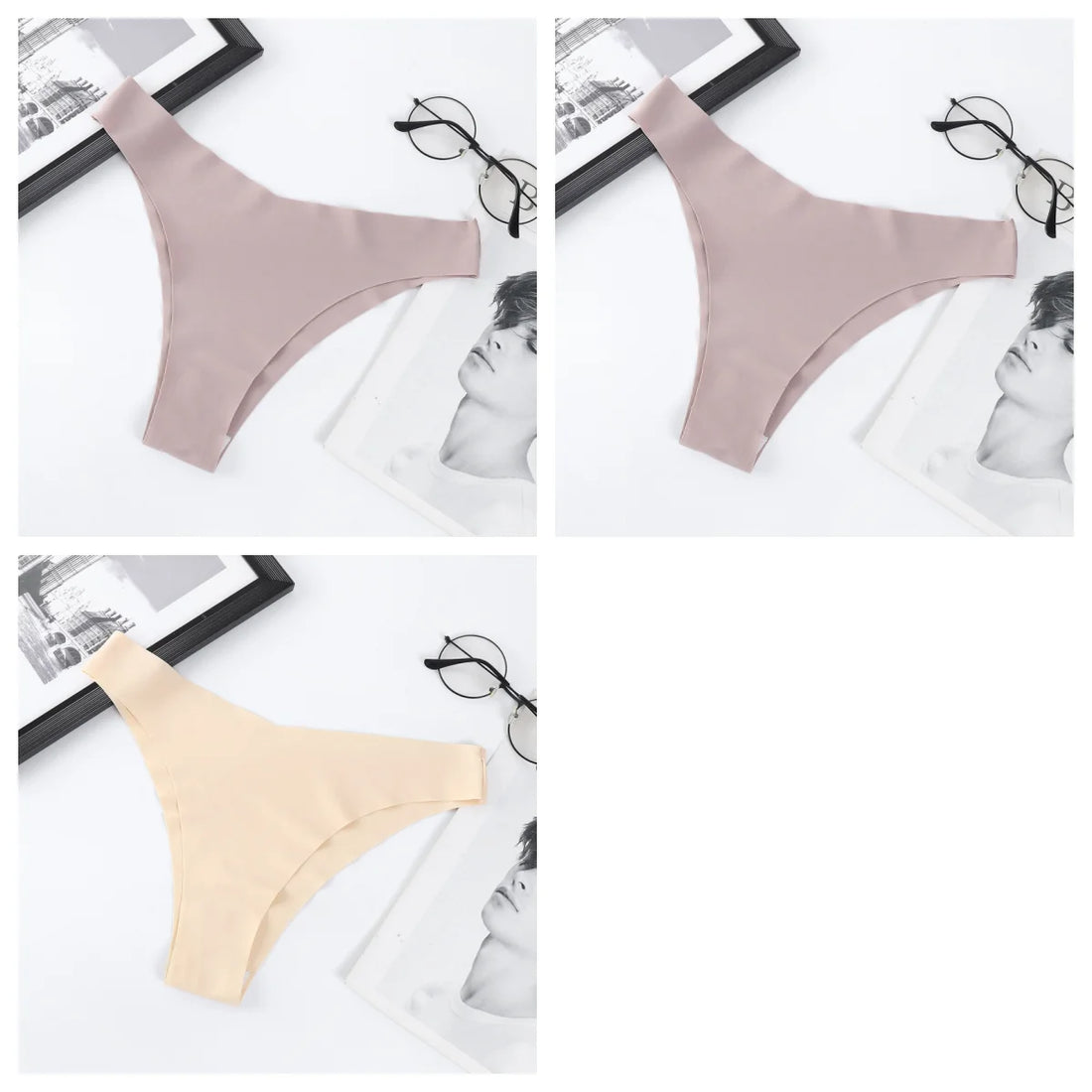 3Pcs/Set Women Ice Silk Panties V-Waist Low Rise Briefs Seamless Underwear Female Quick-Drying Underpants Sexy Lingerie S-L