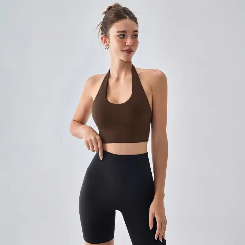 Sexy Sports Bras Women Halter Yoga Bra Tank Fitness Gym Shockproof Seamless Running Workout Fast Dry Underwear Push Up Vest👚 - ATFH