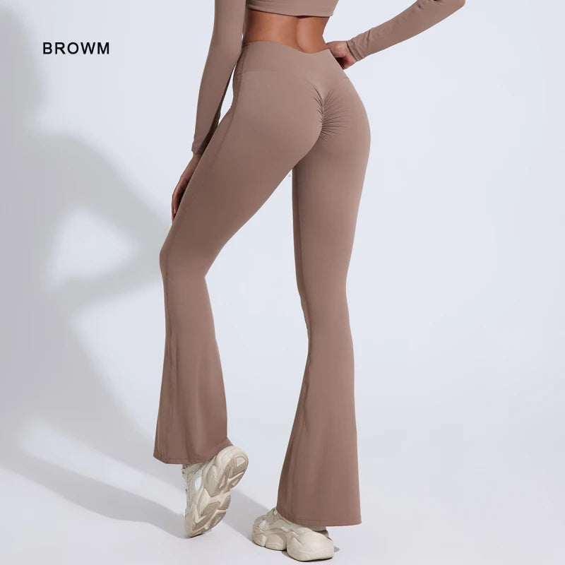 DIAS FIT JOY Peach flared pants for women's yoga high waisted and hip lifting tight pants wide leg fitness pants quick drying ATFH