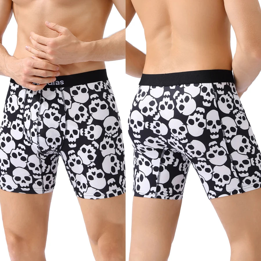 1pcs Medium-Long Men Underpants Shorts Brand Underwear For Men Boxers Sexy Print Men's Panties Letter Waistband Boxer Briefs