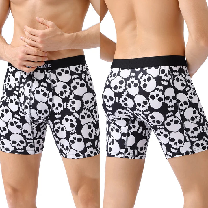 1pcs Medium-Long Men Underpants Shorts Brand Underwear For Men Boxers Sexy Print Men's Panties Letter Waistband Boxer Briefs