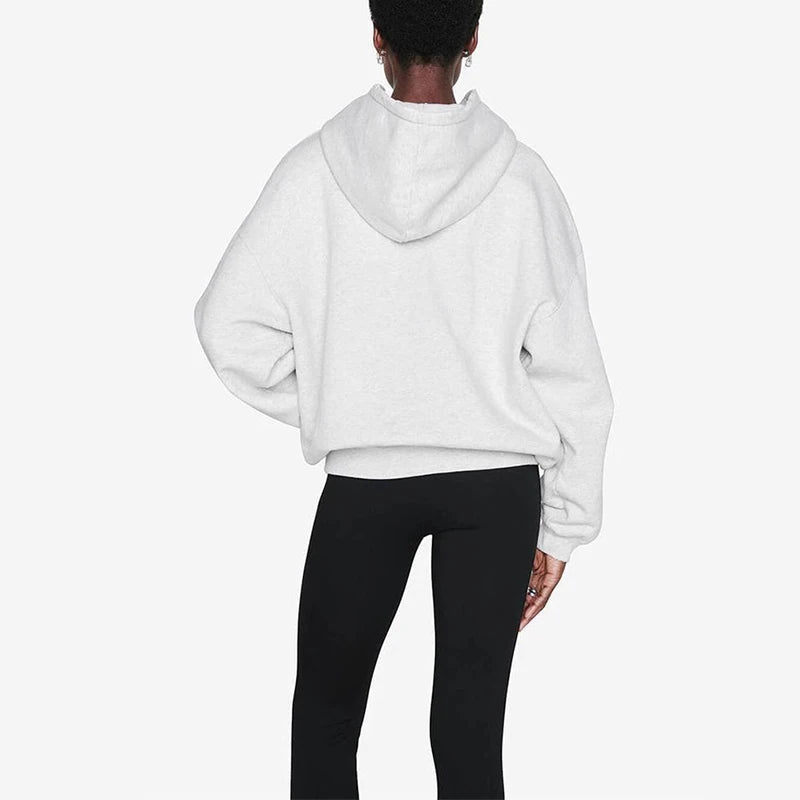 Niche classic letter print loose and versatile casual long sleeved hooded sweatshirt - ATFH