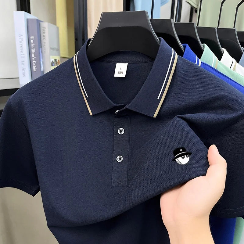 Summer hot item exquisite brand design embroidered breathable short top personalized mens daily versatile comfortable polo shirt